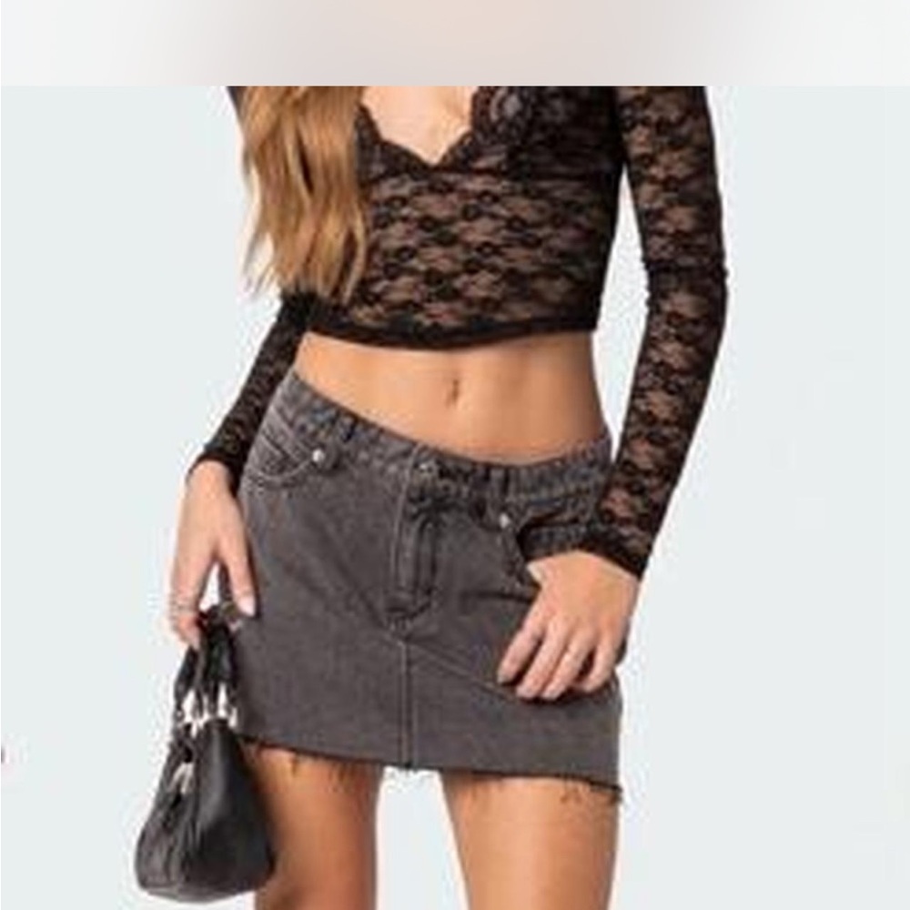 Black Edikted Denim Skirt